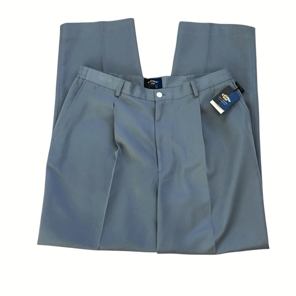 Callaway Golf Women's 14 Woven Pleated Straight Leg‎ Pant Trouser Gray NWT